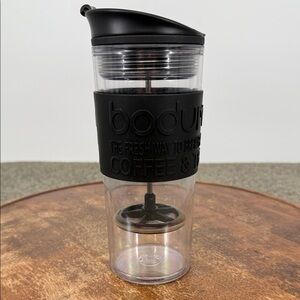 Bodum Cup Coffee Tea Tumbler Black Clear Travel Press Plastic Cup